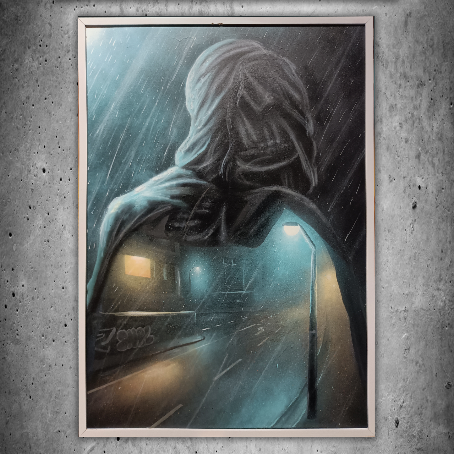 Orginal Leinwand "Rainy Night" 100x70 CM