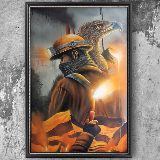 Orginalleinwand Dortmund "Kohle, Stahl, Borussia) (100x140)